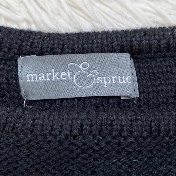 Market & Spruce Back Zip Panel Crewneck Sweater 💗 Black - Picture 16 of 16